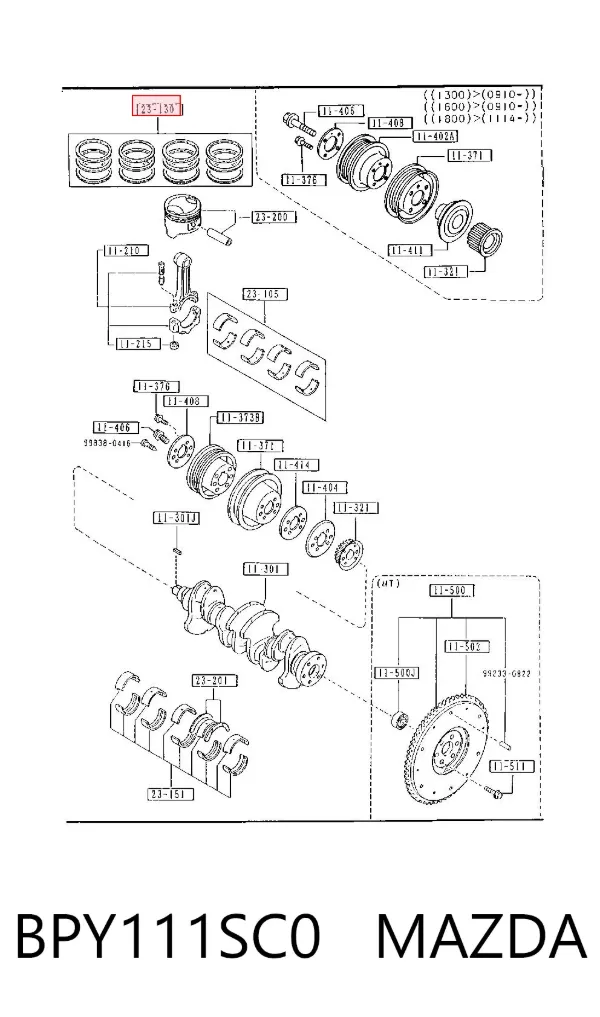 Кольца поршневые BPY111SC0 Mazda