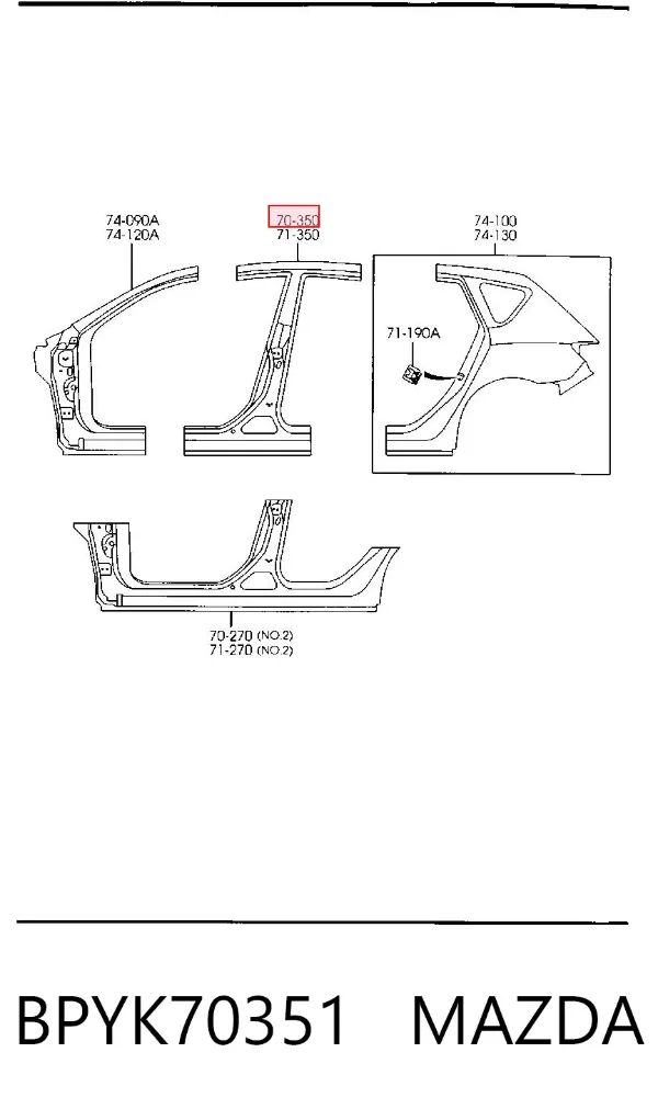 Стойка кузова BPYK70351 Mazda