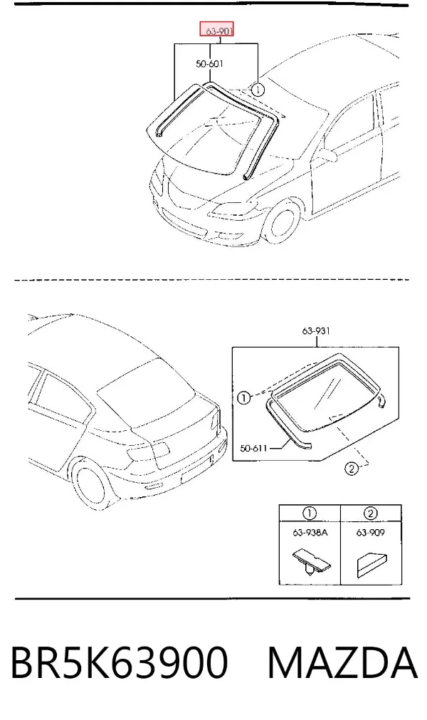 Лобовое стекло BR5K63900 Mazda