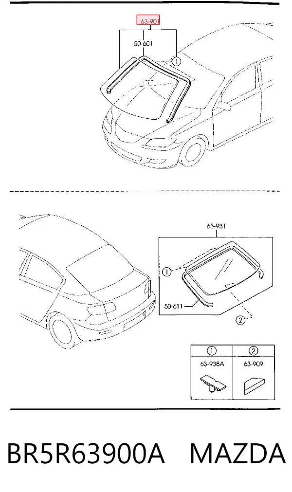 Лобовое стекло BR5R63900A Mazda