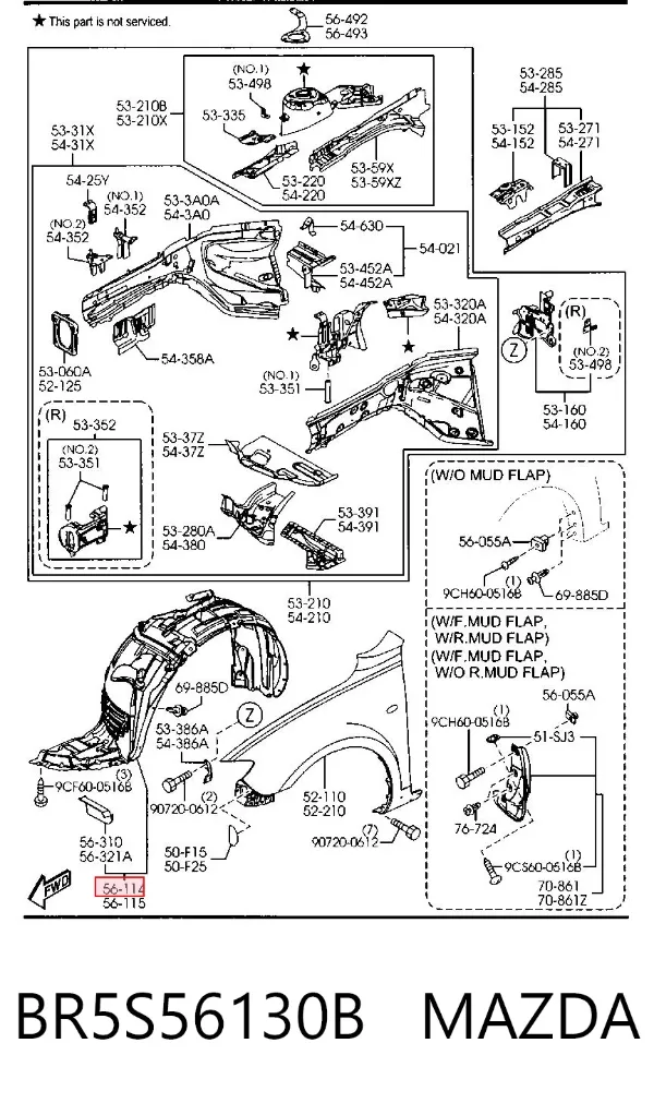 Подкрылок передний правый BR5S56130B Mazda