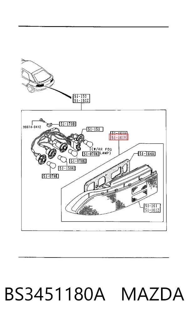 Фонарь задний левый BS3451180A Mazda