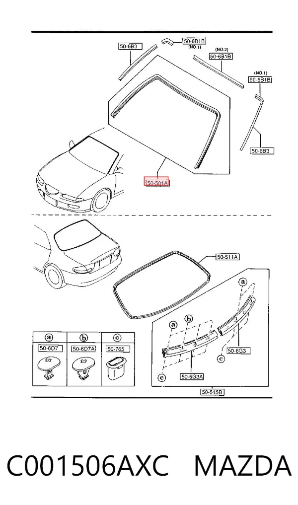 Молдинг лобового стекла C001506AXC Mazda