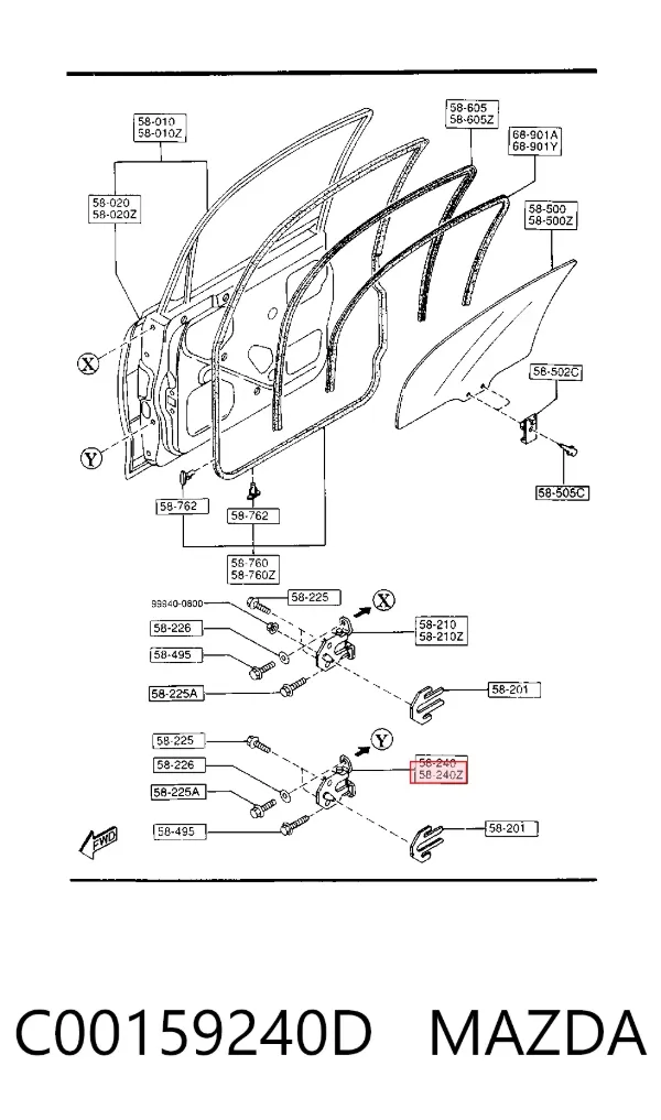 Петля двери передней левой C00159240D Mazda
