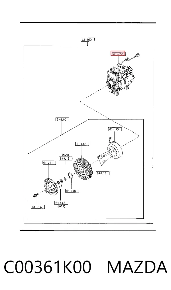 Компрессор кондиционера C00361K00 Mazda