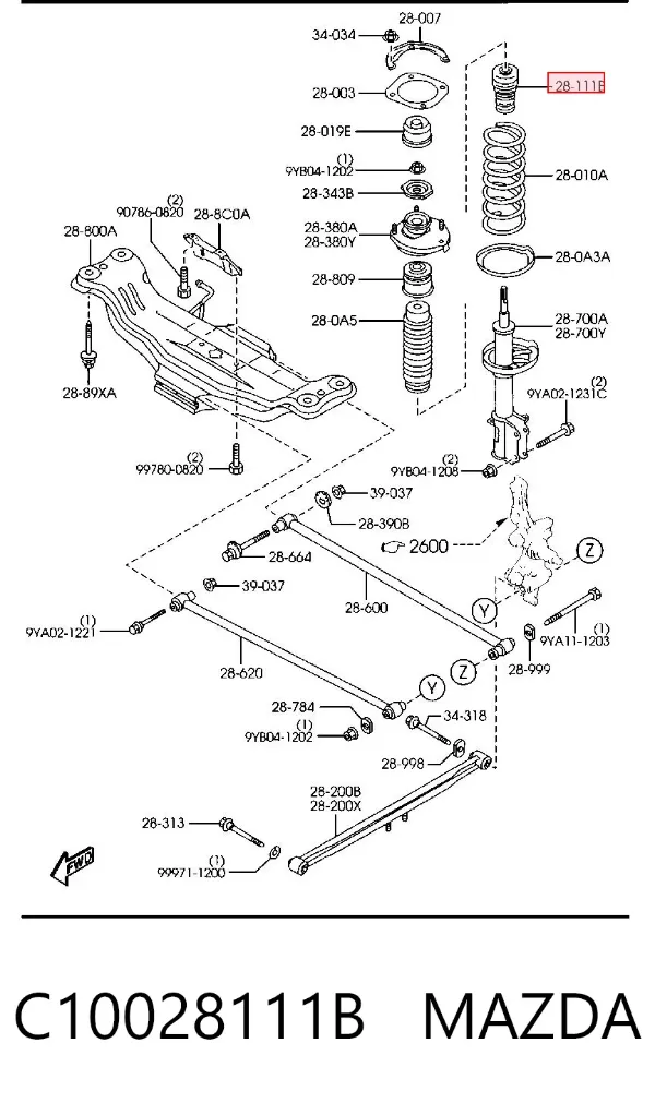 Отбойники задних амортизаторов C10028111B Mazda