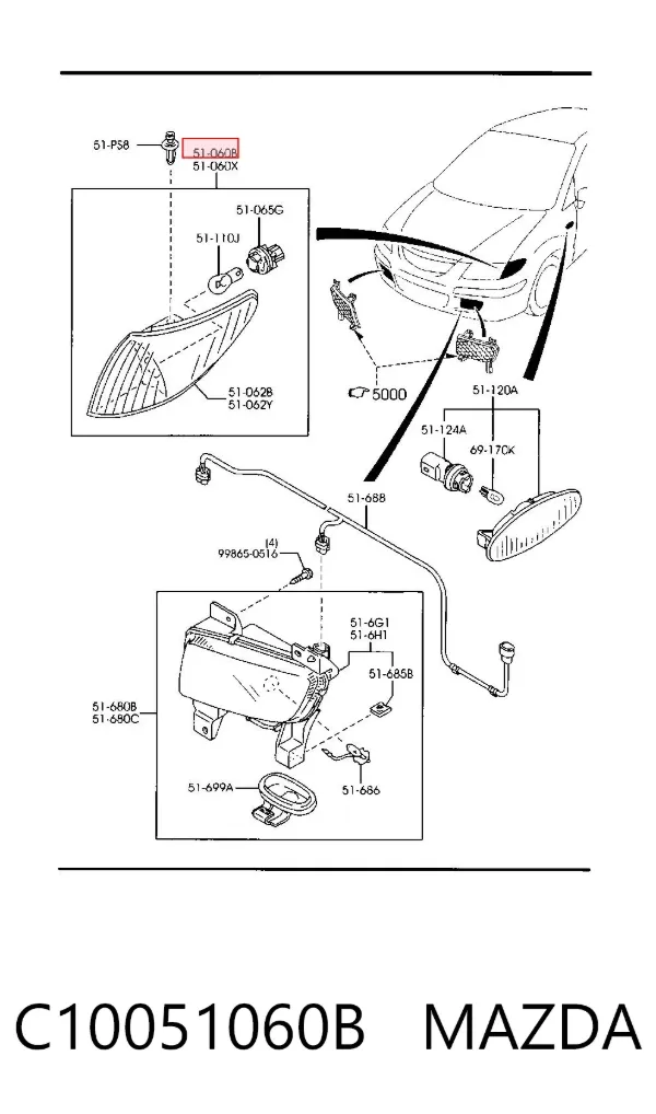 Поворотник правый C10051060B Mazda