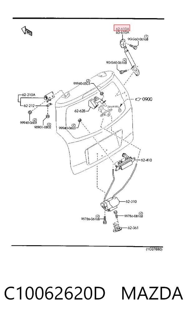 Амортизатор багажника C10062620D Mazda