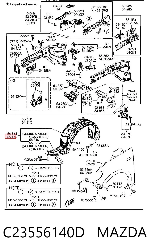 Подкрылок передний левый C23556140D Mazda