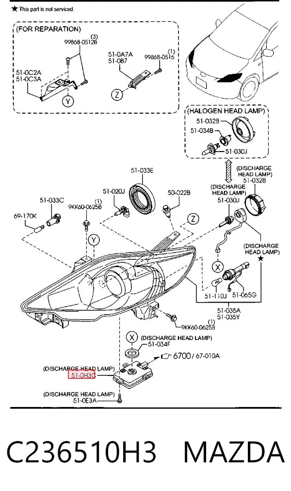 Блок розжига ксенона C236510H3 Mazda