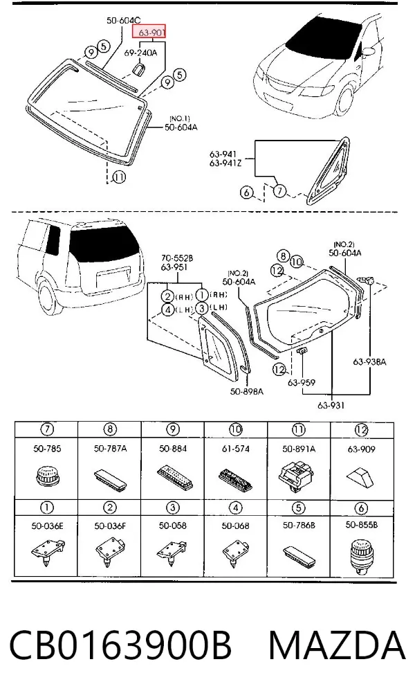 Лобовое стекло CB0163900B Mazda