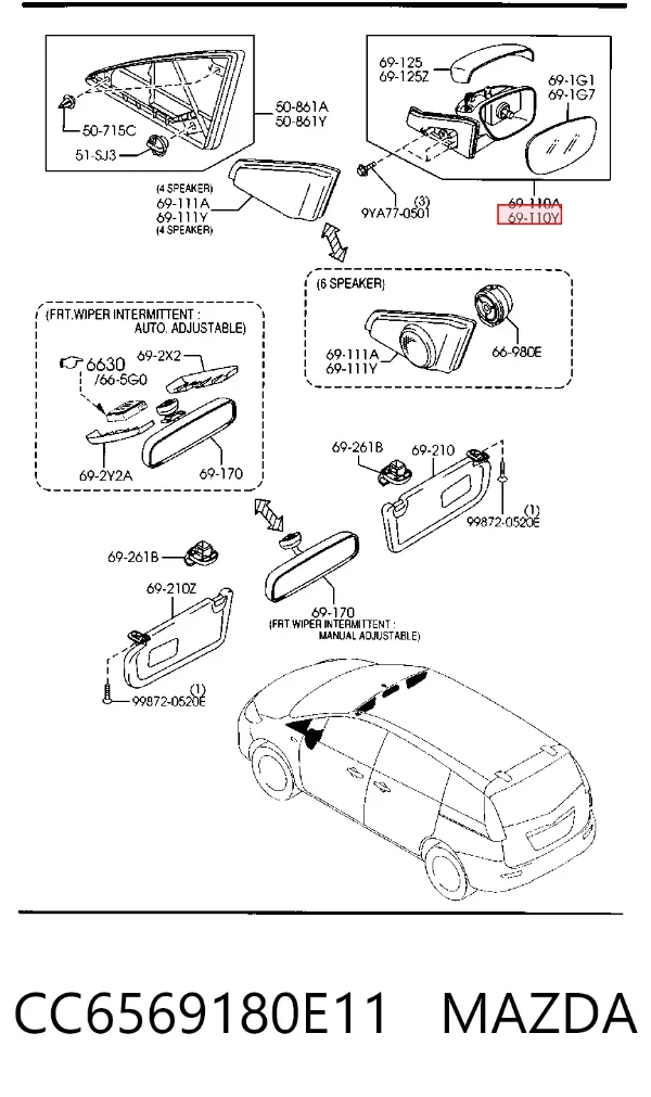 Левое боковое зеркало Mazda 5 I