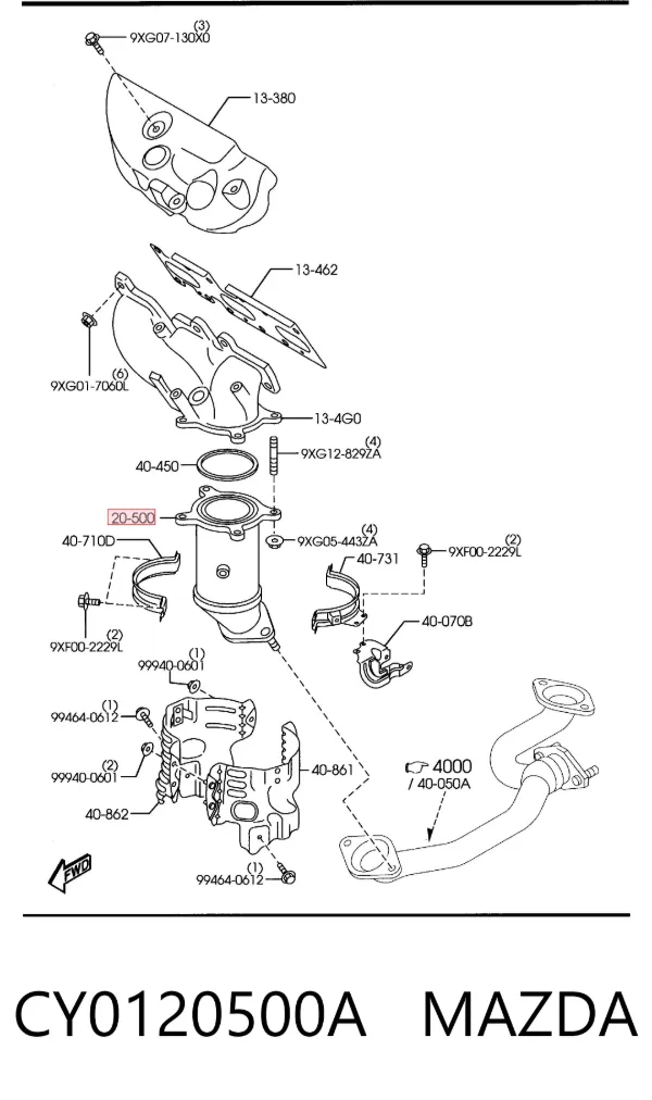 Конвертор - катализатор левый CY0120500A Mazda