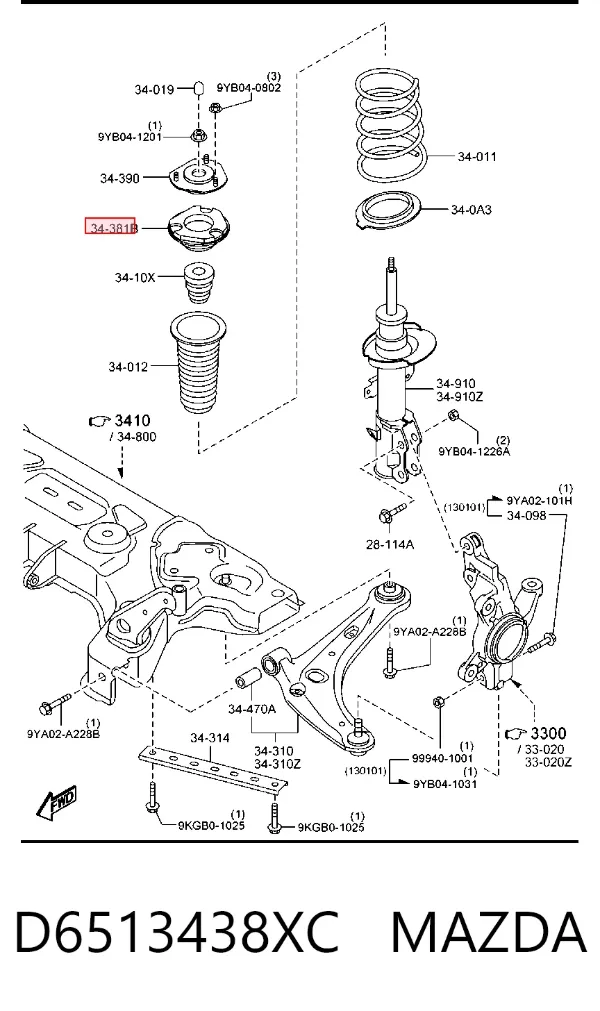 Опорный подшипник амортизатора D6513438XC Mazda