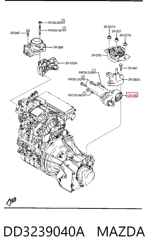 Задняя опора двигателя DD3239040A Mazda