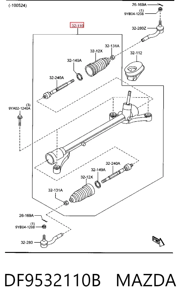 Рулевая рейка DF9532110B Mazda