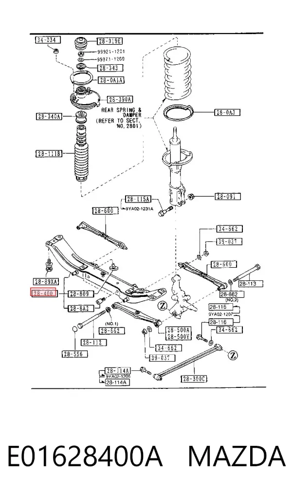 Подрамник задний E01628400A Mazda