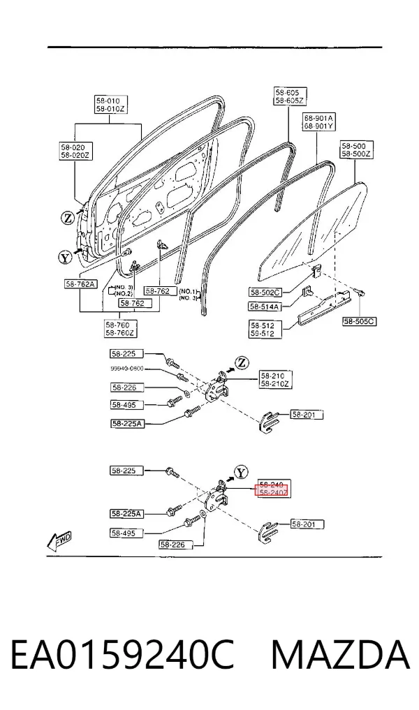 Петля двери передней правой EA0159240C Mazda