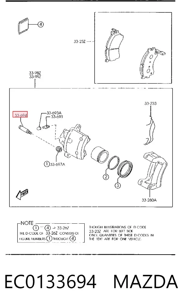 Направляющая суппорта переднего EC0133694 Mazda
