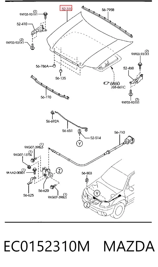 Капот EC0152310M Mazda