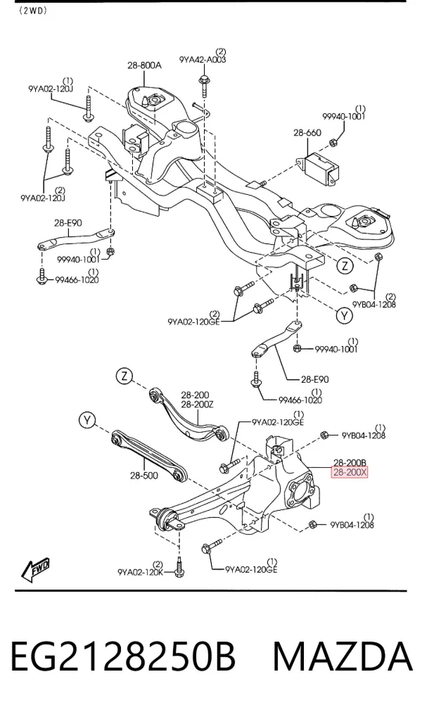 Цапфа задняя правая EG2128250B Mazda