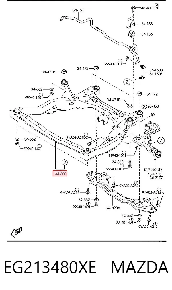 Подрамник передний EG213480XE Mazda