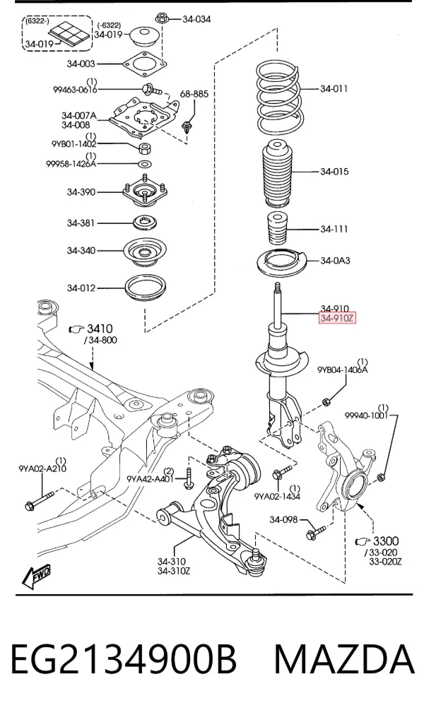 Амортизатор передний левый EG2134900B Mazda