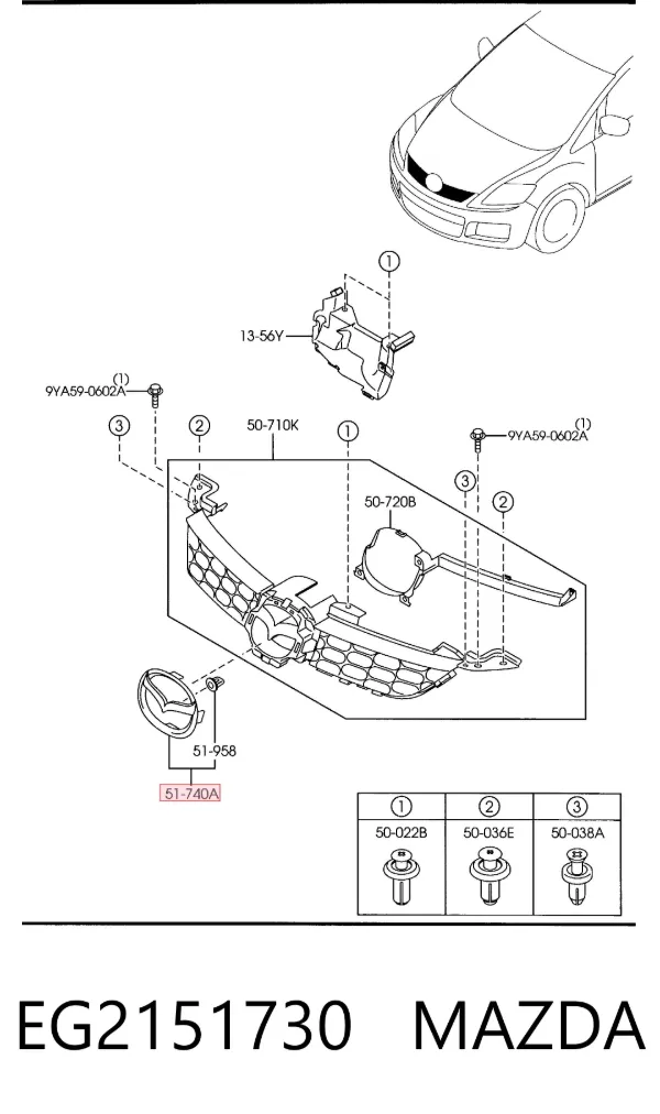 Эмблема решетки радиатора EG2151730 Mazda