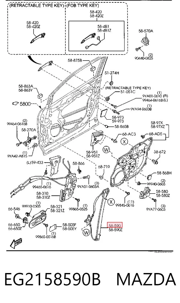 Стеклоподъемник передней правой двери Mazda CX-7 ER