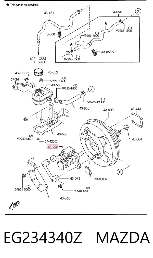 Главный тормозной цилиндр EG234340Z Mazda