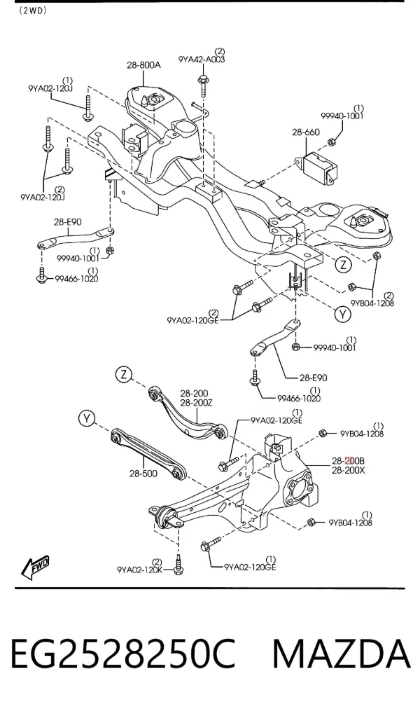 Цапфа задняя правая EG2528250C Mazda