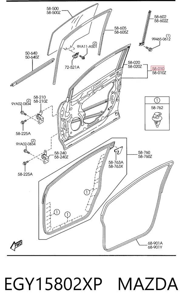 Дверь передняя правая EGY15802XP Mazda