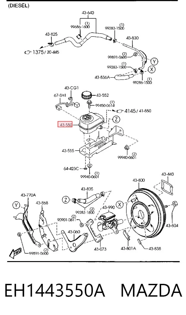 Бачок тормозной EH1443550A Mazda