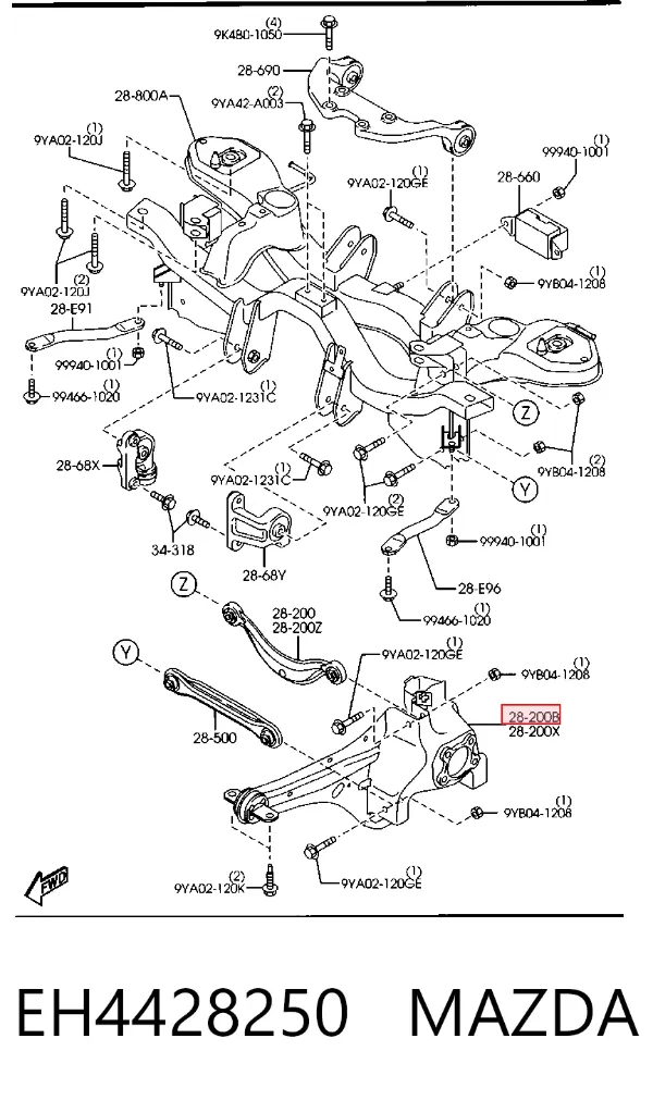 Цапфа задняя правая EH4428250 Mazda