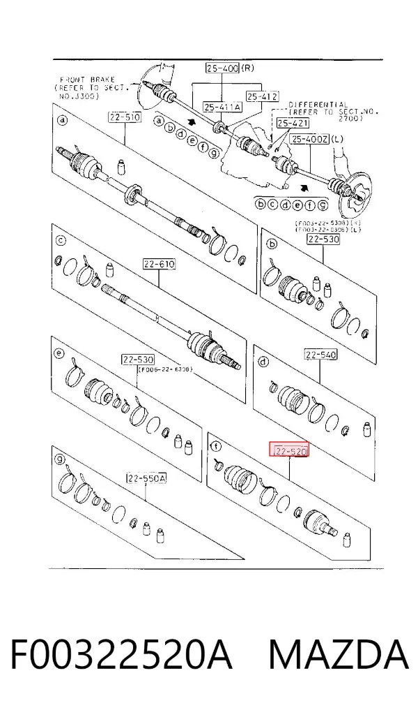 ШРУС внутренний F00322520A Mazda