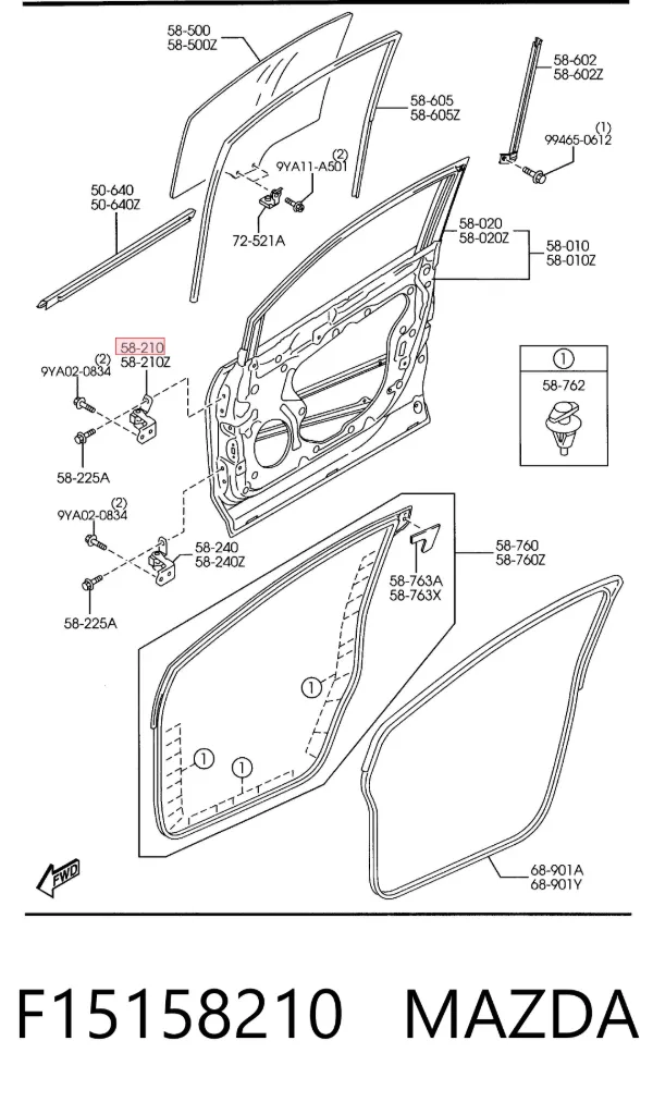 Петля двери передней F15158210 Mazda