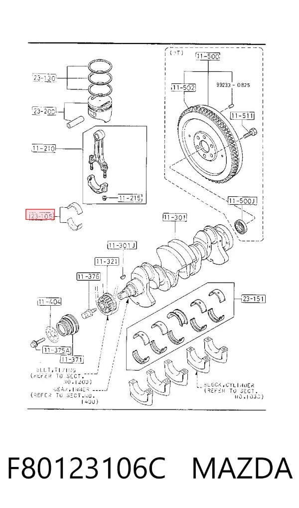 Вкладыши шатунные, 1-й ремонт F80123106C Mazda