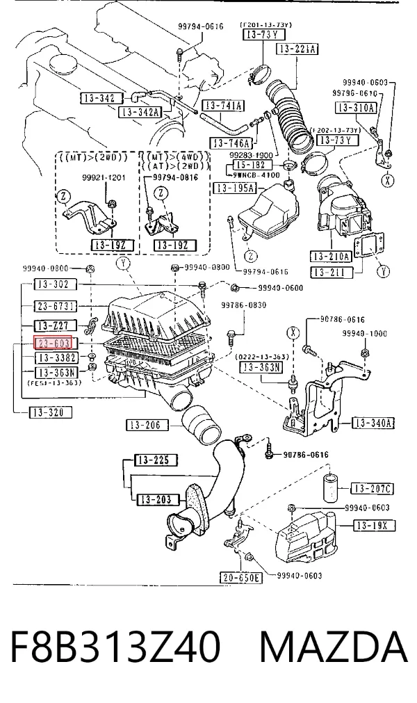 Воздушный фильтр F8B313Z40 Mazda