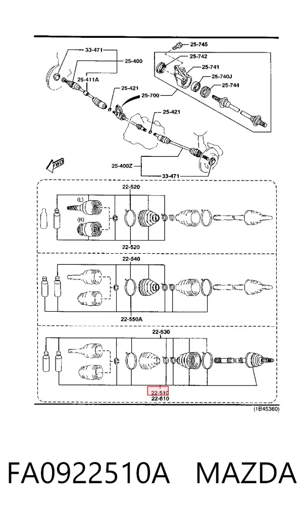 ШРУС наружный передний FA0922510A Mazda