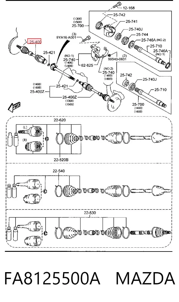 ШРУС наружный передний FA8125500A Mazda
