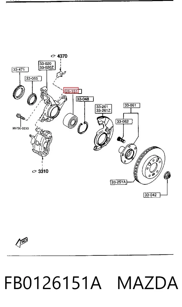 Подшипник задней ступицы FB0126151A Mazda