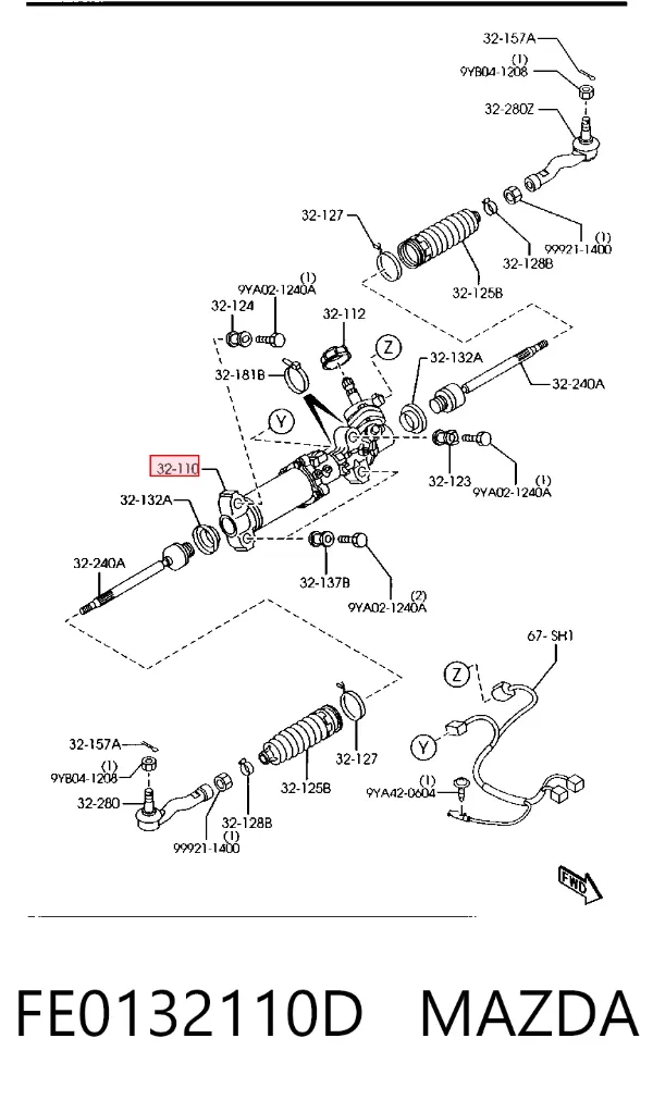 Рулевая рейка FE0132110D Mazda