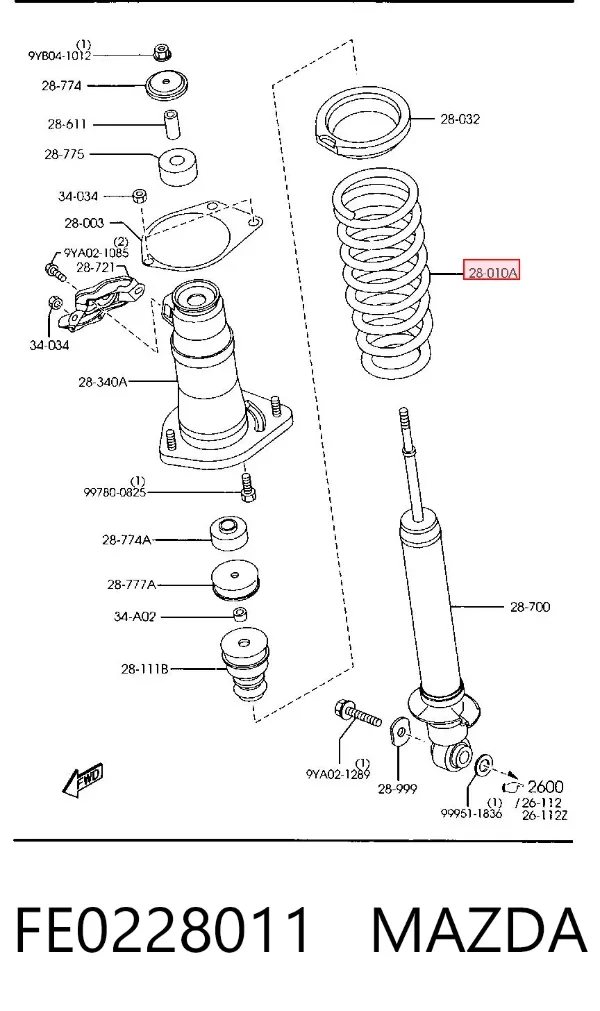 Задняя пружина FE0228011 Mazda