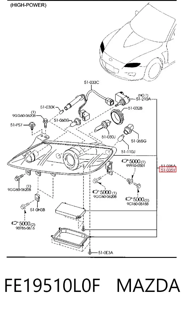 Левая фара FE19510L0F Mazda