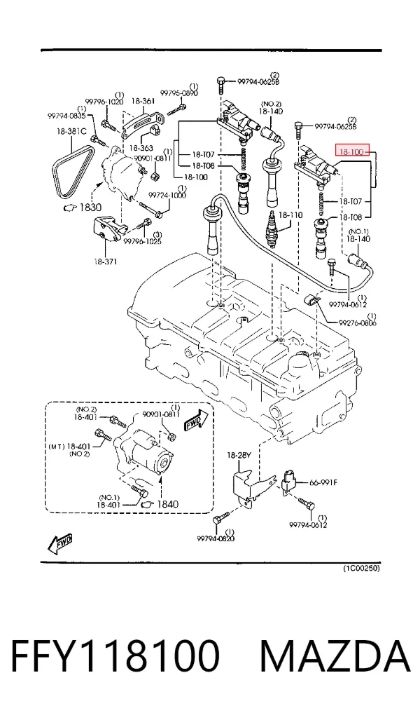Катушка зажигания FFY118100 Mazda