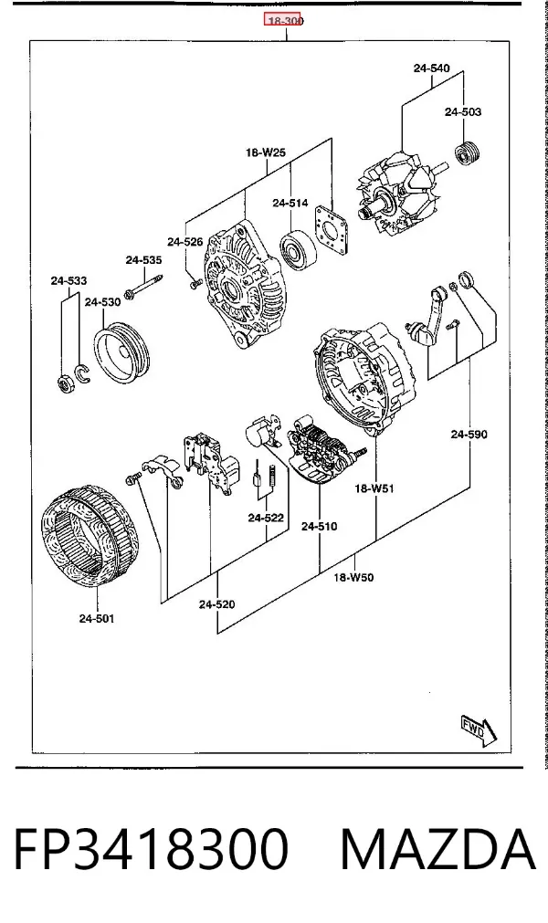 Генератор FP3418300 Mazda
