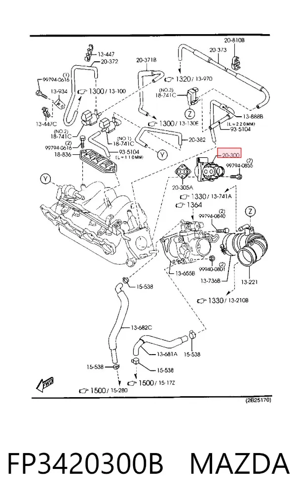 Клапан ЕГР FP3420300B Mazda
