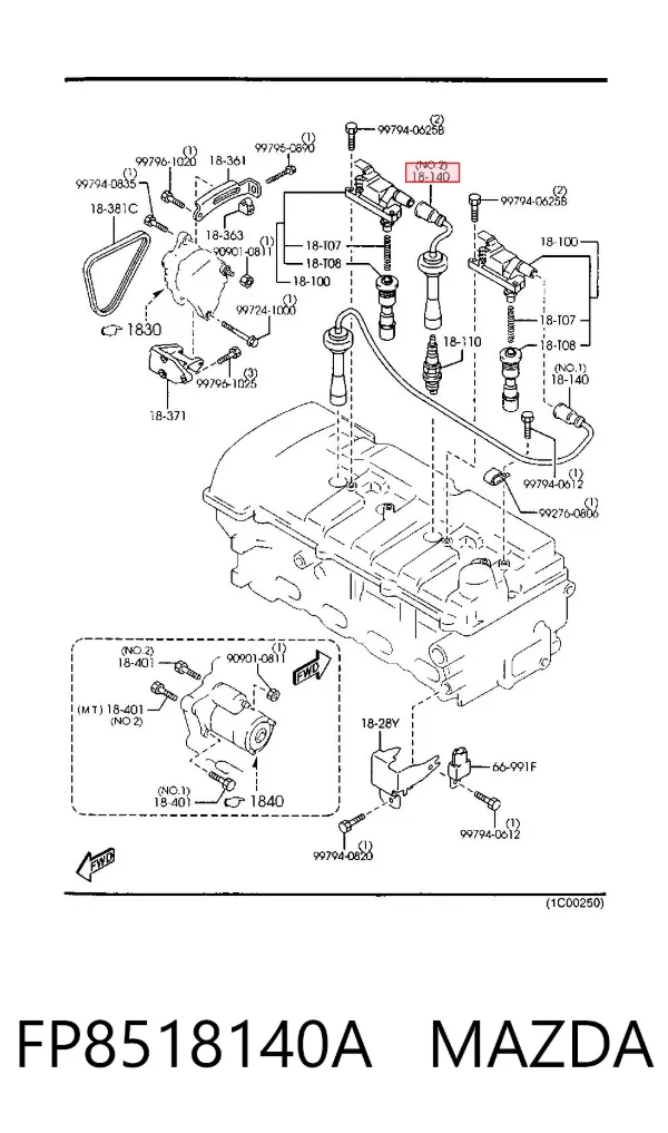 Высоковольтные провода FP8518140A Mazda