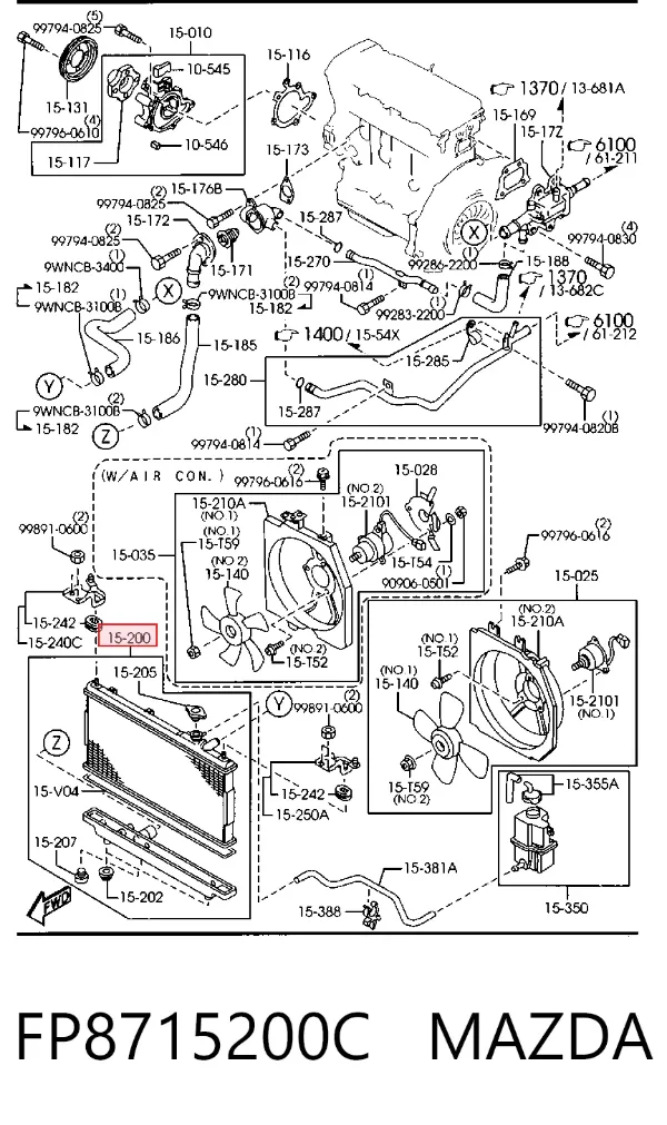 Радиатор FP8715200C Mazda