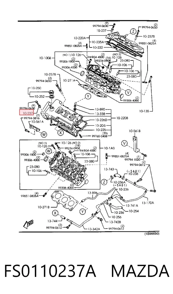 Прокладка клапанной крышки двигателя, кольцо FS0110237A Mazda